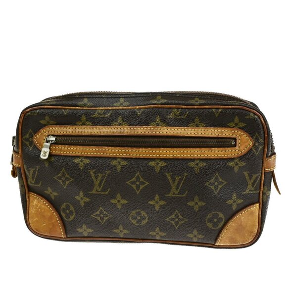 LOUIS VUITTON Marly Dragonne GM Clutch Hand Bag Monogram Brown M51825 09YF923 - Picture 1 of 16